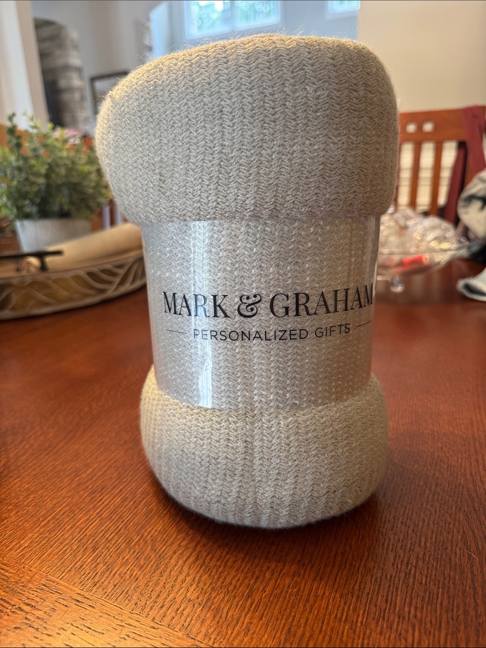 Mark & Graham Cream Cable-Knit Throw Blanket